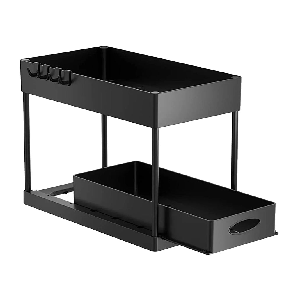 Hot-selling 2-Tier Kitchen Storage Rack Pull-Out Sliding Cabinet Basket Storage Shelf Bathroom & Kitchen Organizer