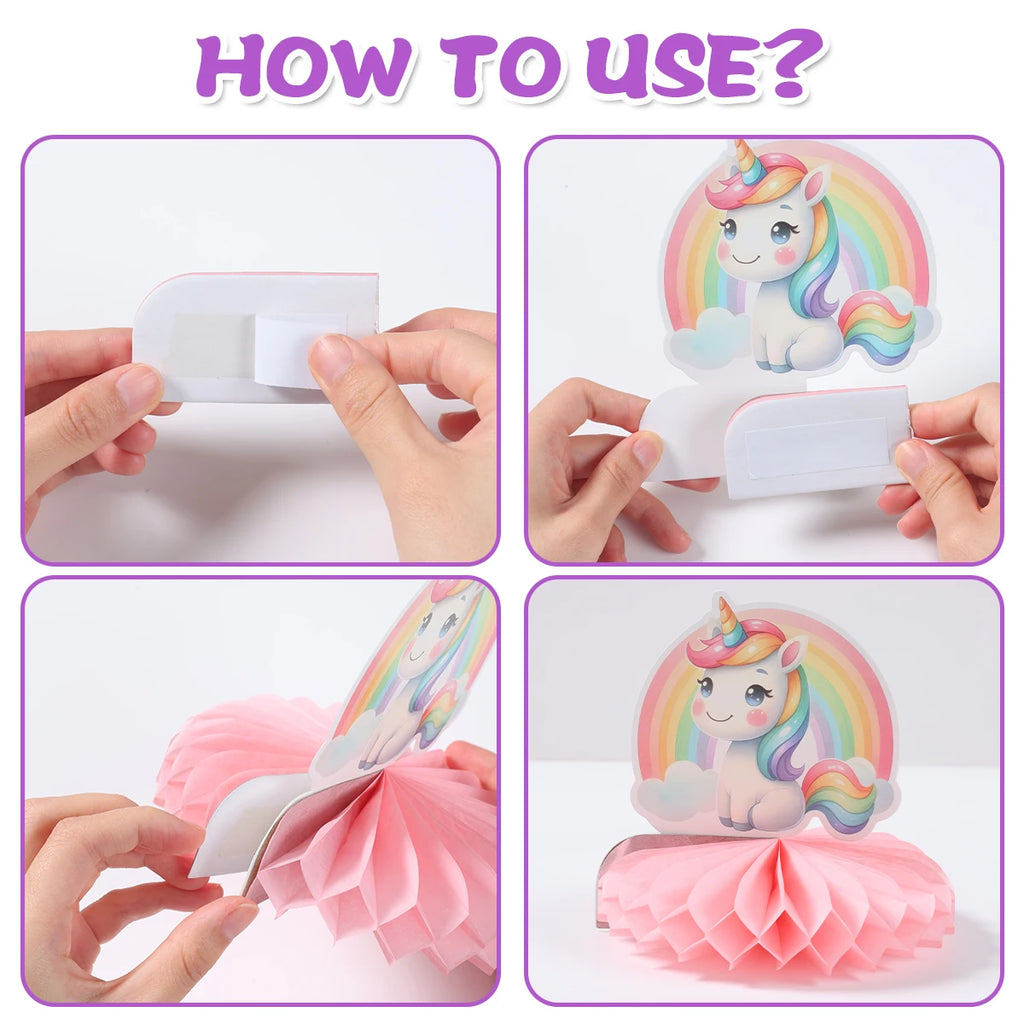 Rainbow Unicorn Honeycomb Ornament Set Rainbow Unicorn Birthday Party Decoration Kids Baby Shower Birthday Party Supplies