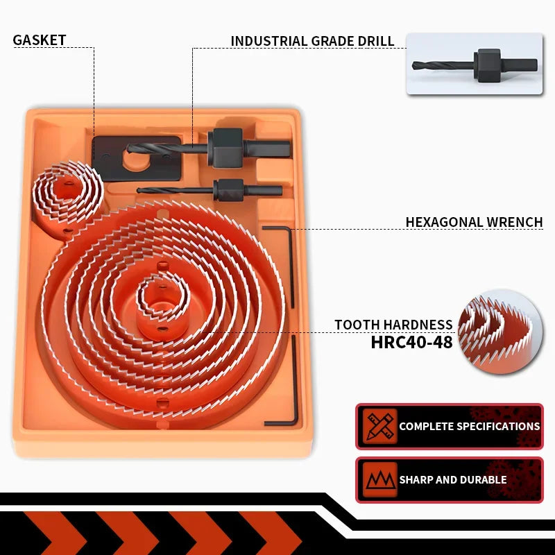Hole Saw Set,Metal Core, 19-127mm Saw Cup Wood Crown, Drill Bit For Wood ,Woodworking Tools