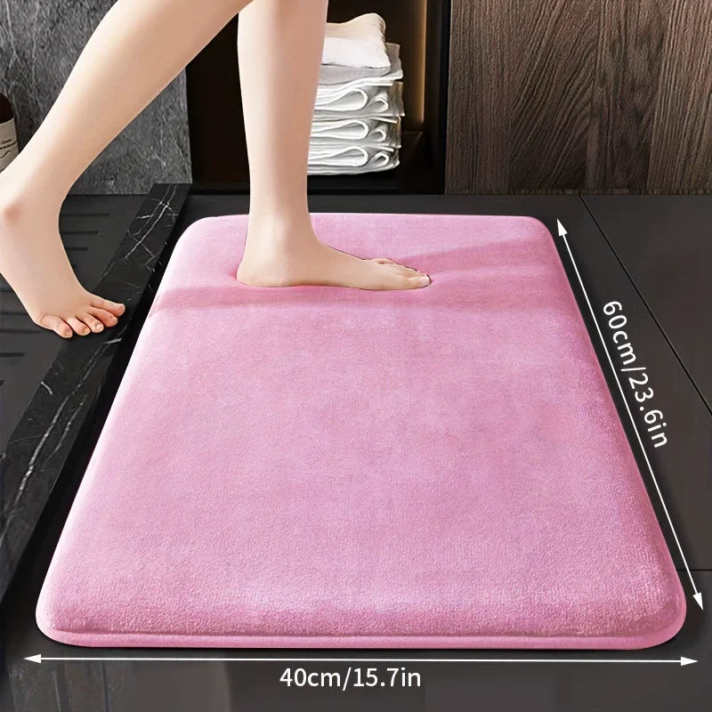 Super Absorbent Bathroom Anti Slip Mat Coral Fleece Solid Floor Mat Bathroom Absorbent Foot Mat Household Washbasin Door Mat
