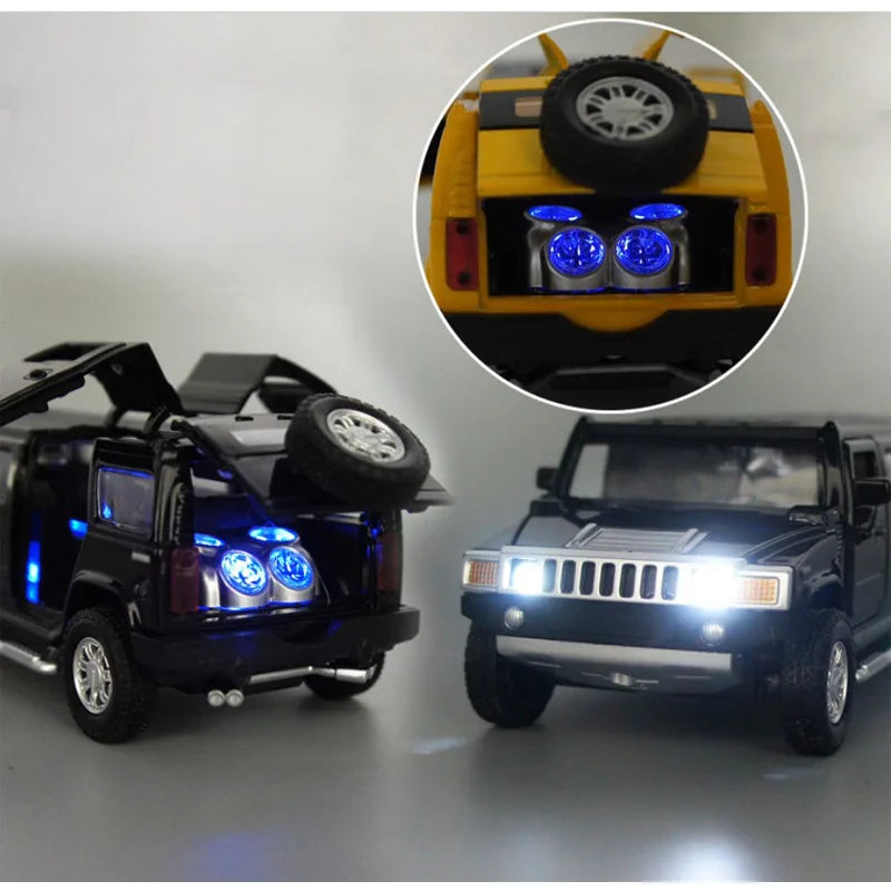 1:32 Alloy Lengthen Hummer Limousine Car Model Metal Diecasts Vehicles With Sound Light Pull Back Car Collection Toys Kids Gifts