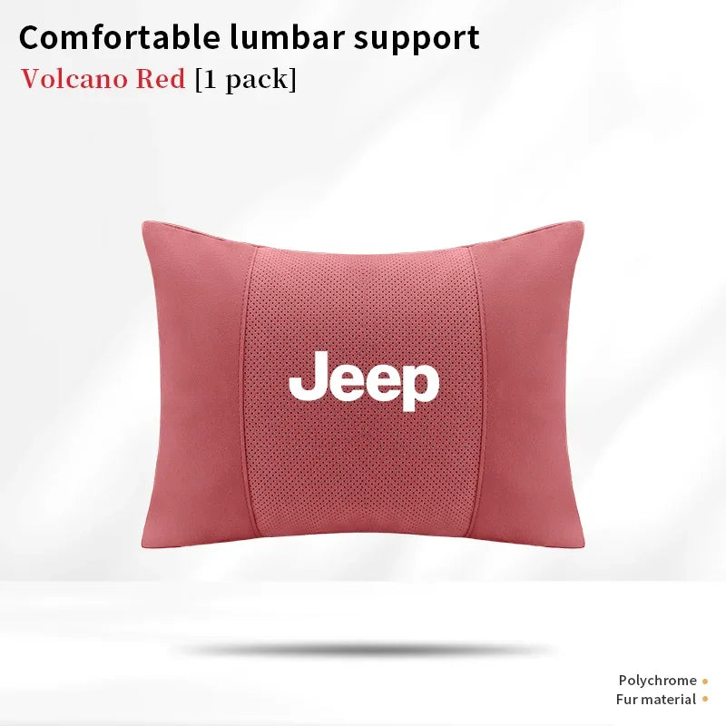 Car Suede Ventilate Headrest Seat Waist Cushion Pillow Jeep Wrangler Grand Cherokee Renegade Compass Gladiator Patriot Commander