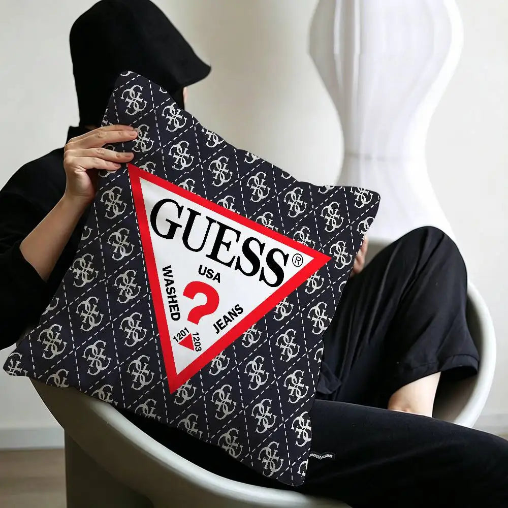 Fashion G_GuessS Logo Printed Pillow Gift Home Office Decoration Pillow Bedroom Sofa Car Cushion CoverPillow Case