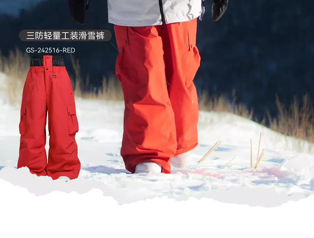 2025 GSOU SNOW New Winter Outdoor Loose Waist Ski Pants For Women  Men Waterproof And Warm  Professional Snowboard Ski Pants