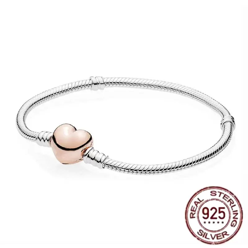 The best-selling S925 sterling silver heart-shaped crown snake bone chain is perfect for the original DlY bracelet! A perfect je