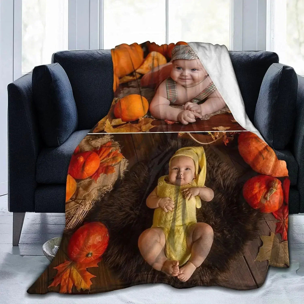 Custom Blanket with Photo,Personalized Flannel Blanket for Adults Children Birthday Christmas Father Mother Valentine's Day Gift