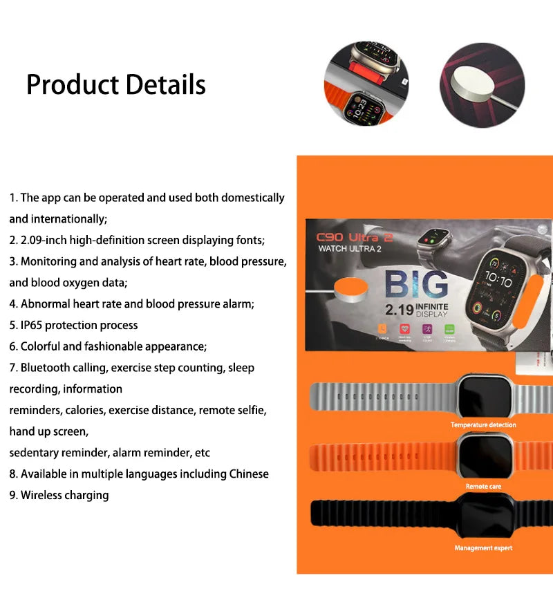 OPPO T900 Ultra Smart Watch Men 49mm Series 9 AMOLED Screen NFC Compass Waterproof For Apple Watch IWO Ultra 9 Wholesale NEW