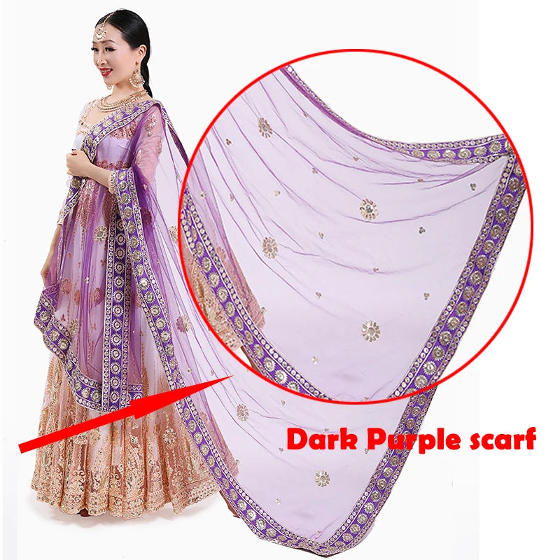 Indian Saree Scarf For Women Adult Female Belly Dance Stage Performance Elegant Accessories Multicolor Embroidered Scarf DQL6631