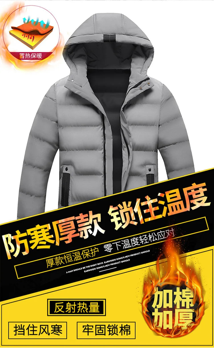 Mens Winter Coat Thickened Cotton Jacket Hooded Long Parkas Warm Windproof Outdoor Casual Jackets for Men Fashion 2025