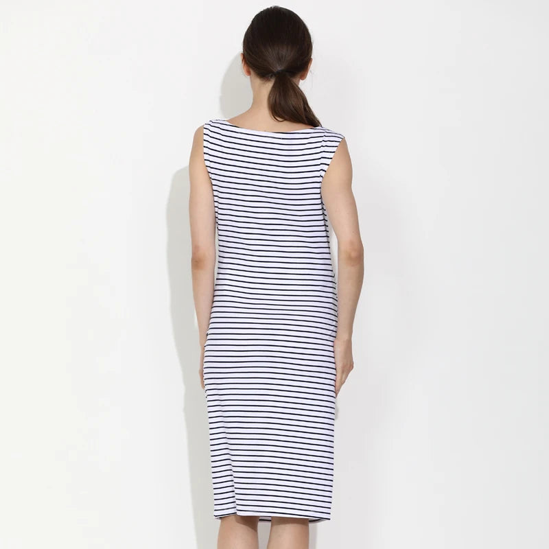 Summer Sleeveless Maternity Dress Knee-Length Casual Stripe Cotton Tank Dress for Pregnant Women Comfortable Mama Clothes
