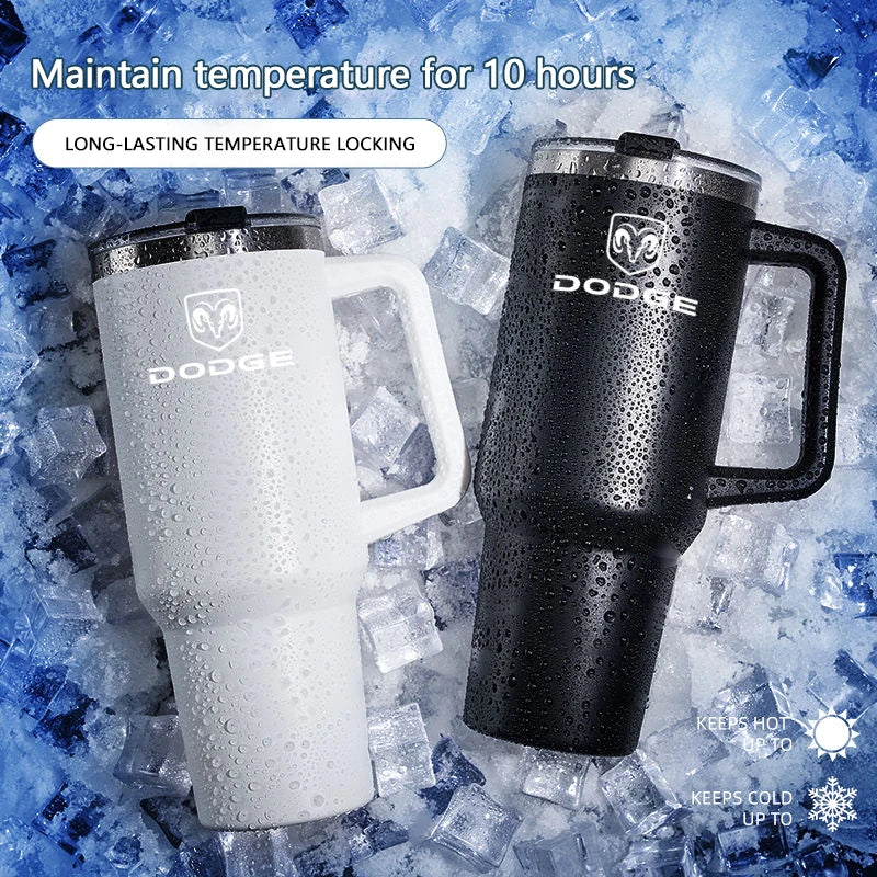 Car Straw Cup Large Capacity Portable Car Outdoor Insulated Cup For Dodge Ram Durango Charger SRT Dart Journey Avenger Caliber