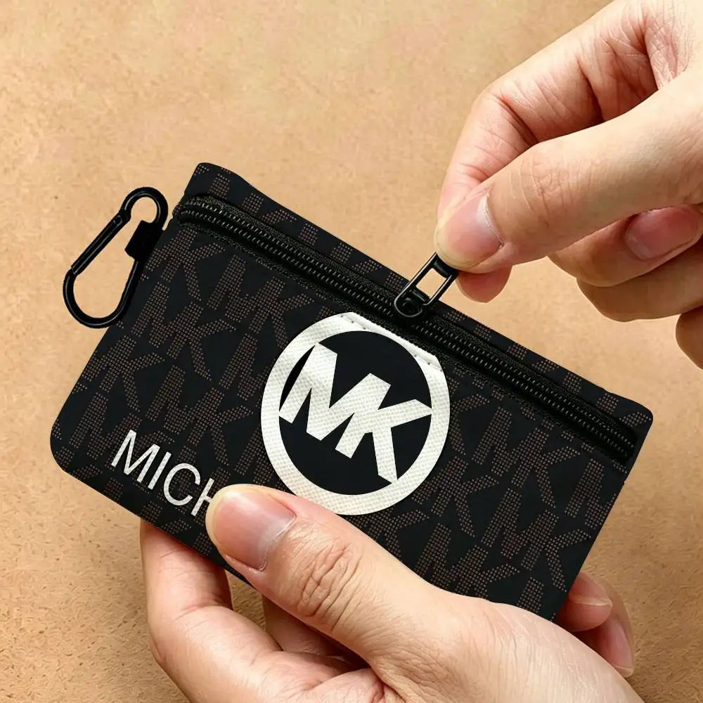 Fashion Luxury Brand M-Michael K-Kors Logo Lightweight Oxford Fabric Coin Purse Carabiner Hook Design Card Key Organizer Bag