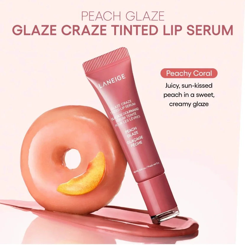 Laneige Lip Glowy Lightweight Hydration Balm Shea Butter Glaze Craze Tinted Polypeptide Lip Gloss Serum Fruit Donut Lip Oil Care
