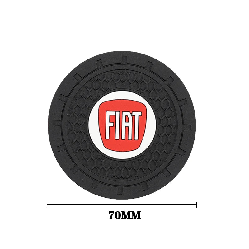 2Pcs Car Logo Silicone Water Cup Pad Cushion For Fiat Abarth 500 Tipo FR Panda Argo Freemont Viaggio Bravo Punto Doblo Pulse
