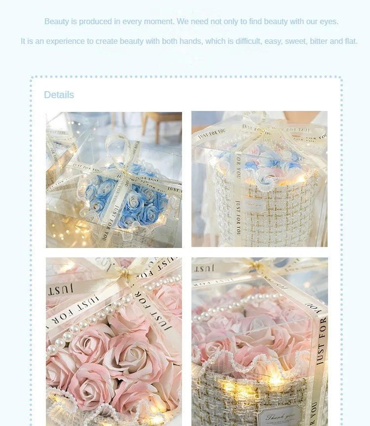 Eternal Soap Rose Bouquet Birthday Gift for Girlfriend Wife and Best Friend Birthday Gift Artificial Flowers Gift Box Bouquet