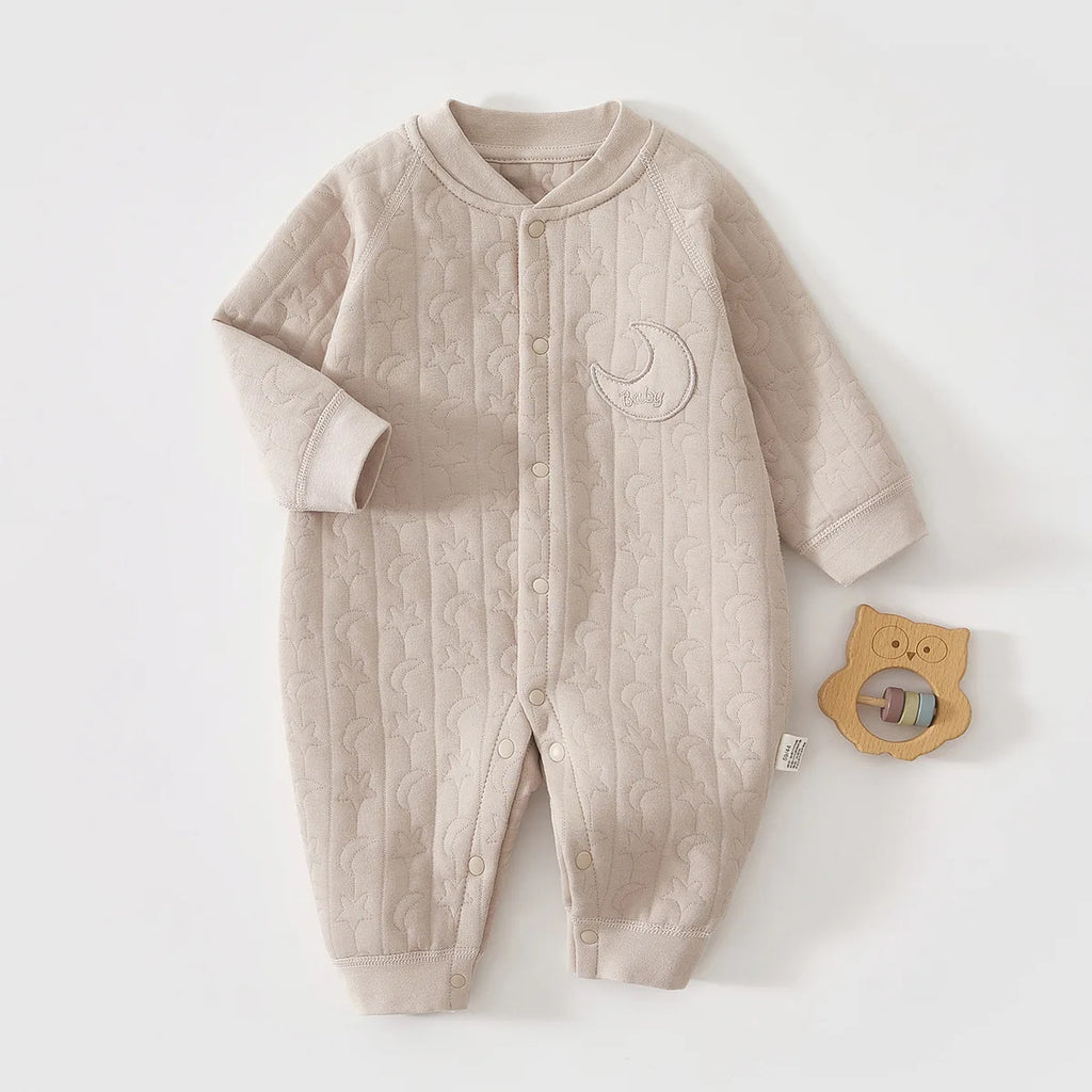 AYNIGIELL Baby Jumpsuit Autumn and Winter Pure Cotton Warm Newborn Inner Clothes for Boys and Girls Baby Pajamas 0-18 Moths