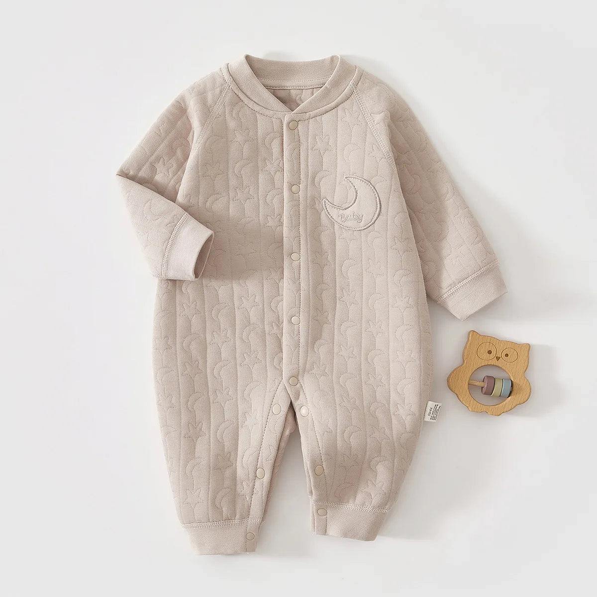 AYNIGIELL Baby Jumpsuit Autumn and Winter Pure Cotton Warm Newborn Inner Clothes for Boys and Girls Baby Pajamas 0-18 Moths