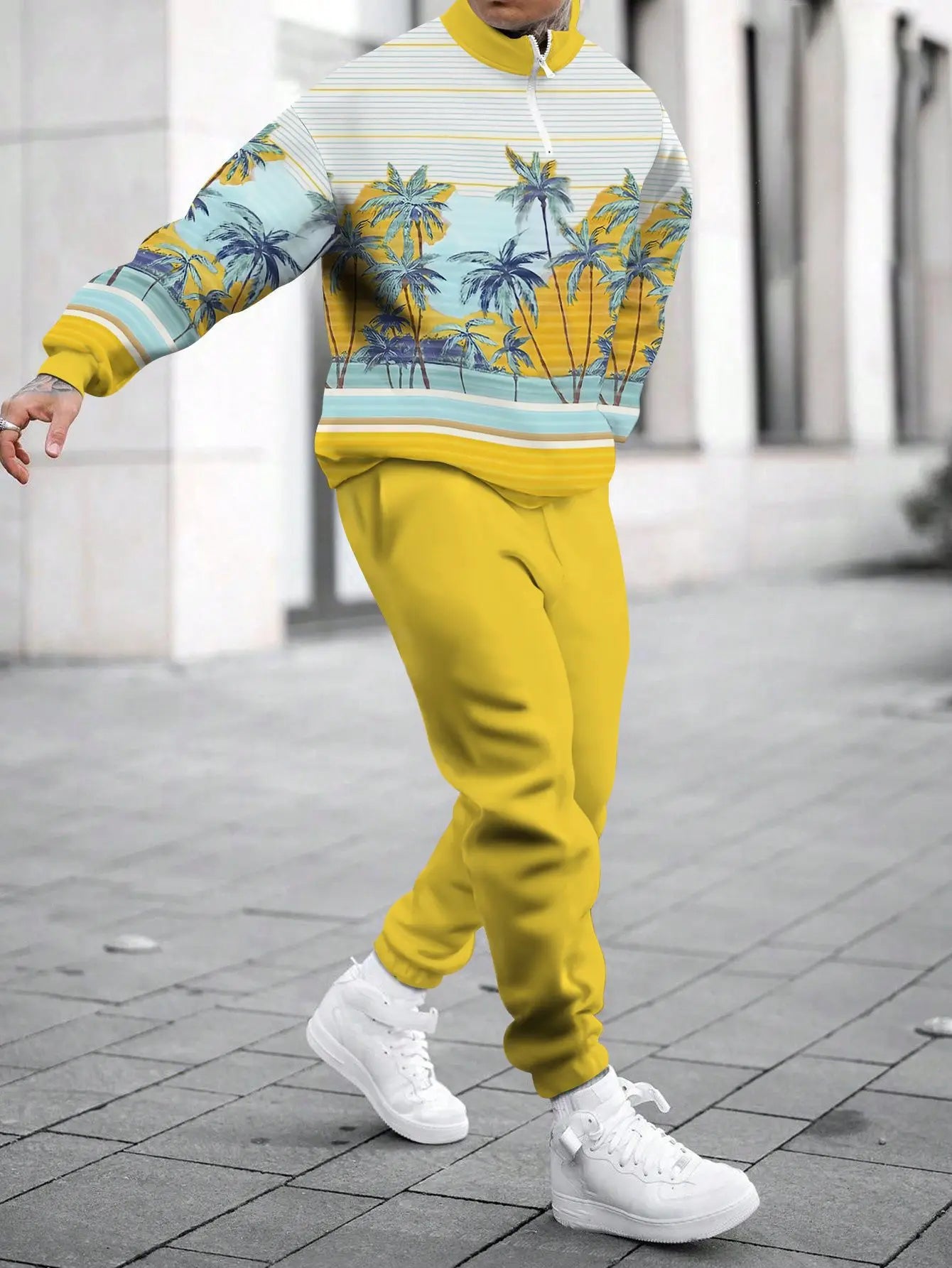 Men's Hoodie Sweatshirt 3D Print Casual Sportswear Long Sleeve Loose Fit Spring Autumn Set with Pants Polyester Fabric