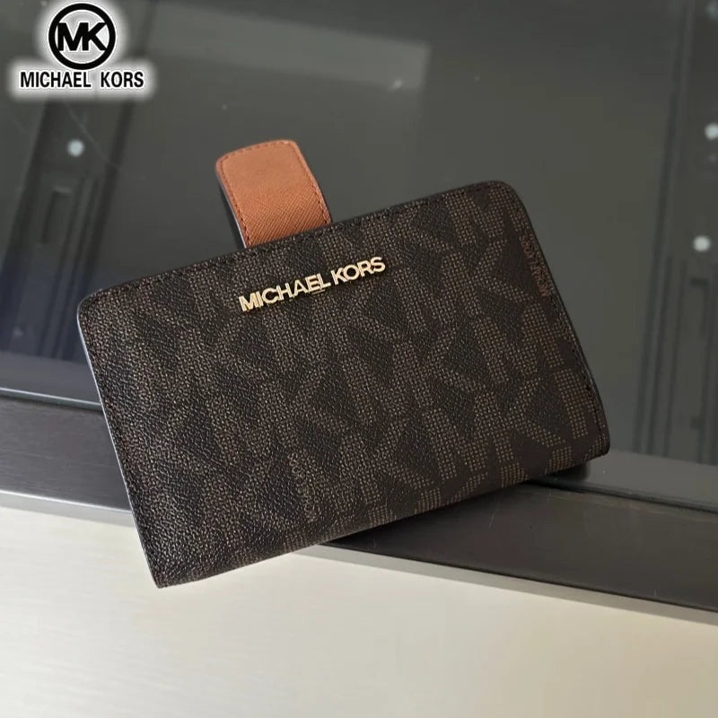 2026 New Michael Kors Women's Fashion Luxury Men's and Women's MK Leisure High end Wallet Card Bag Folding Versatile Zero Wallet