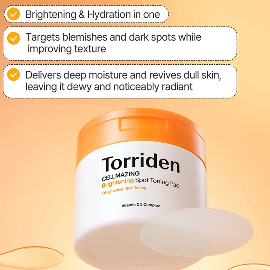 Torriden Cellmazing Brightening Spot Toning Pads (70 Pads),Fades Spots & Dullness,Vitamin C Brightening,K-Beauty,Korean Makeup