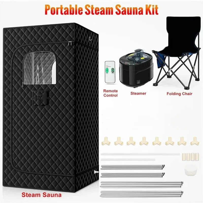 Portable Steam Sauna for Home Spa Sauna Tent Sauna Box with 1600W 4L Steamer Remote Control Height