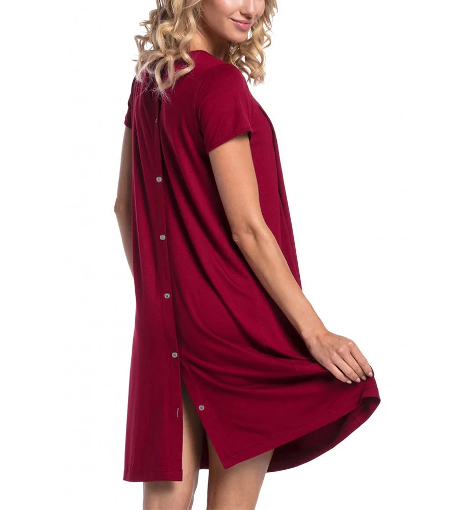 European And American Maternity Hospital Dress With Hidden Side Openings For Nursing Care Short Sleeves