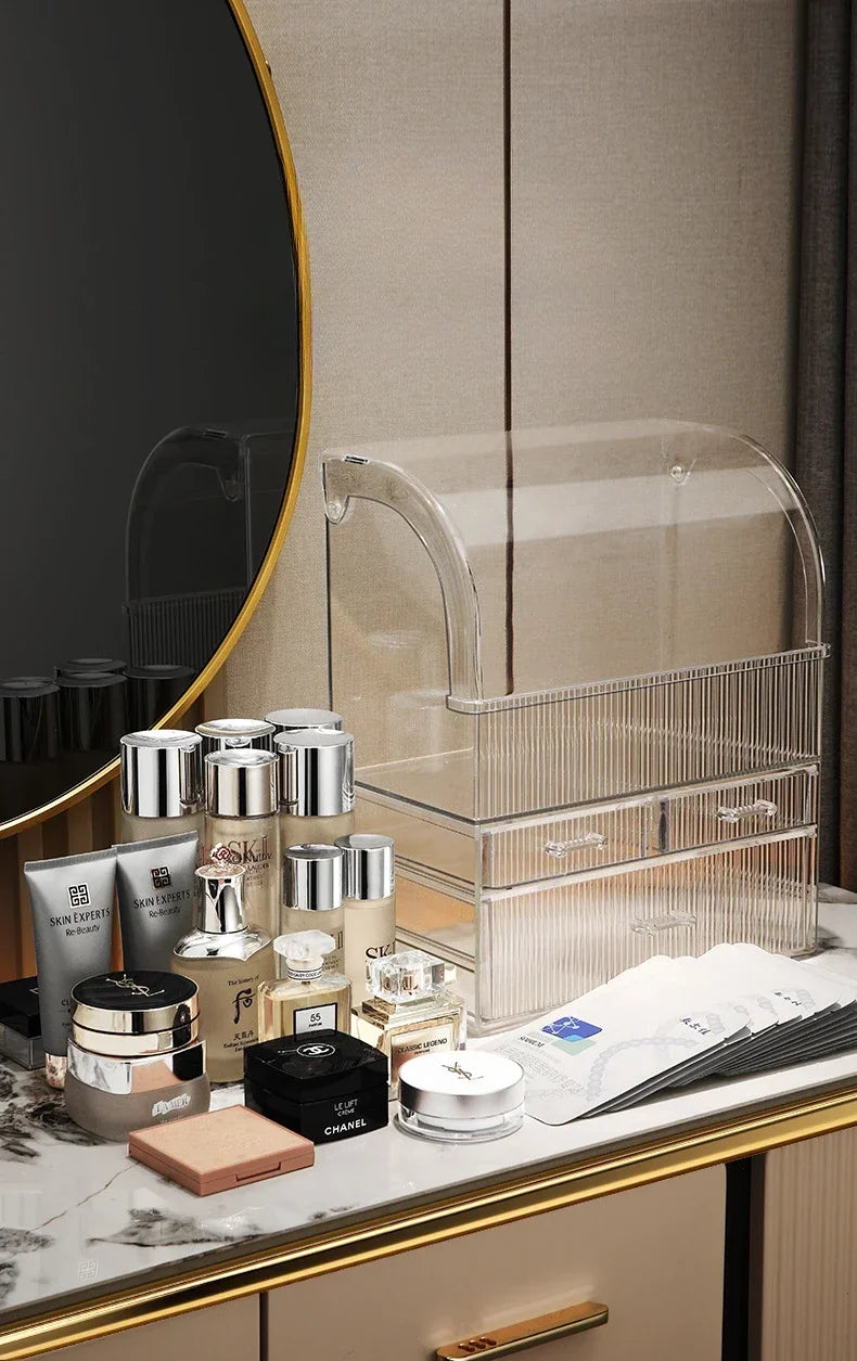 30x17.5x36cm Large Drawer Organizer Makeup Clear Acrylic Box With Perfume Cosmetic Display Capacity Lid Cosmet Storage Box