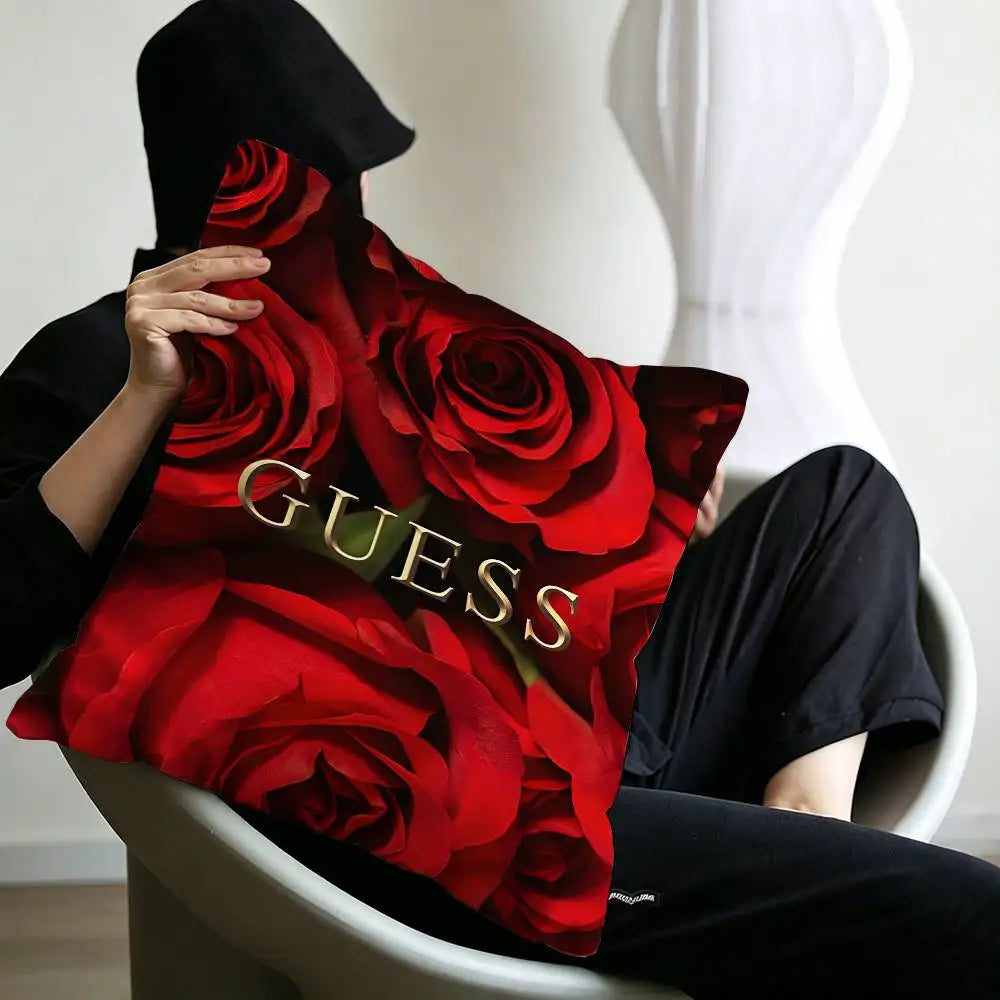 Fashion G_GuessS Logo Printed Pillow Gift Home Office Decoration Pillow Bedroom Sofa Car Cushion CoverPillow Case