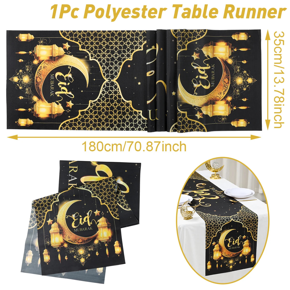 Ramadan Table Runner Eid Mubarak Decoration 2026 for Home Ramadan Kareem Ramadan Mubarak Islamic Muslim Party Eid Al-Fitr Gifts