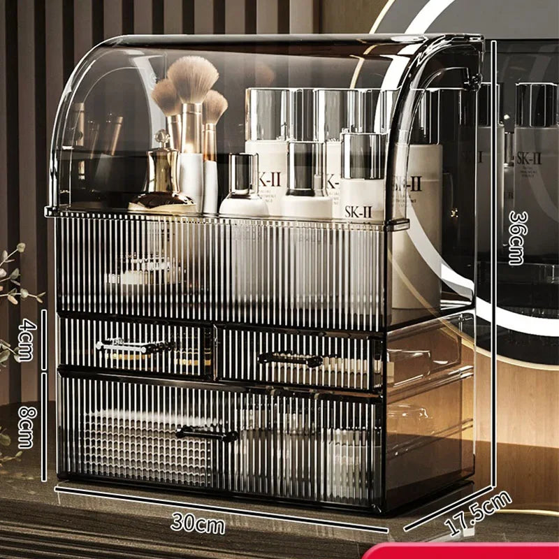 30x17.5x36cm Large Drawer Organizer Makeup Clear Acrylic Box With Perfume Cosmetic Display Capacity Lid Cosmet Storage Box