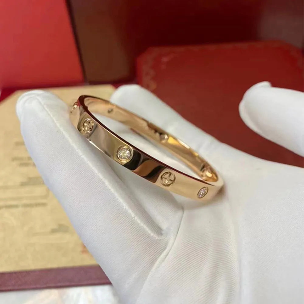 2023 New Design Gold Color Zircon And Cross Nut Nail Bracelet Gold & Bangle For Woman Stainless Steel Screw Brand Jewelry