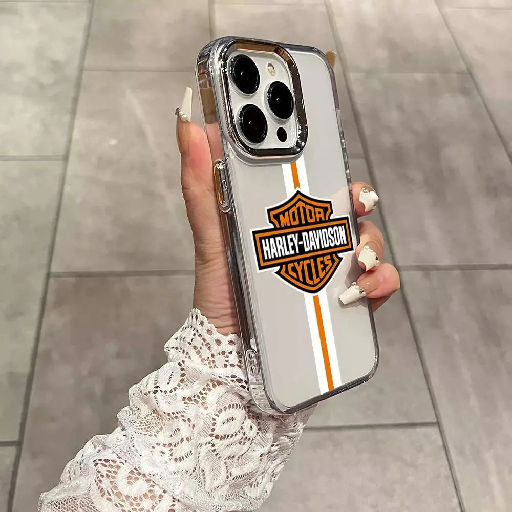 Motorcycle H-Harleys D-DavidsonsS Phone Case for Iphone 17 Air 16 15 14 13 12 11 Pro Max Plus Electroplated large hole soft shel