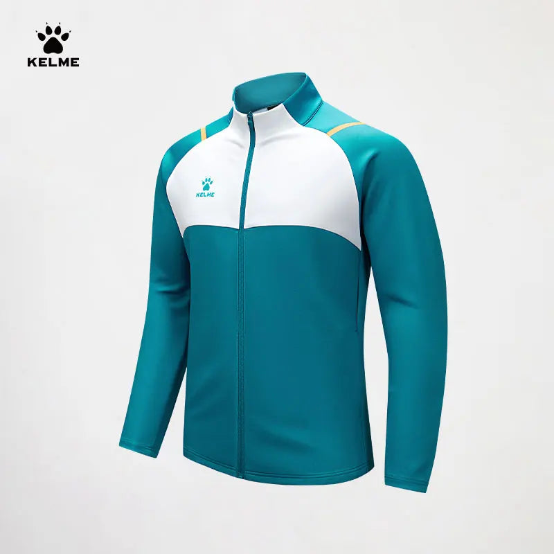Kelme Football Training Knitted Jacket For Men's Spring 2024 Printed Stand Up Collar Cardigan Sports Coat Children's Sportswear