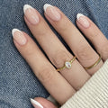 24PCS- French white border almond nails-Whitening Nail Art Set With Detachable Fake Nails For Festival- Date And Daily Wear