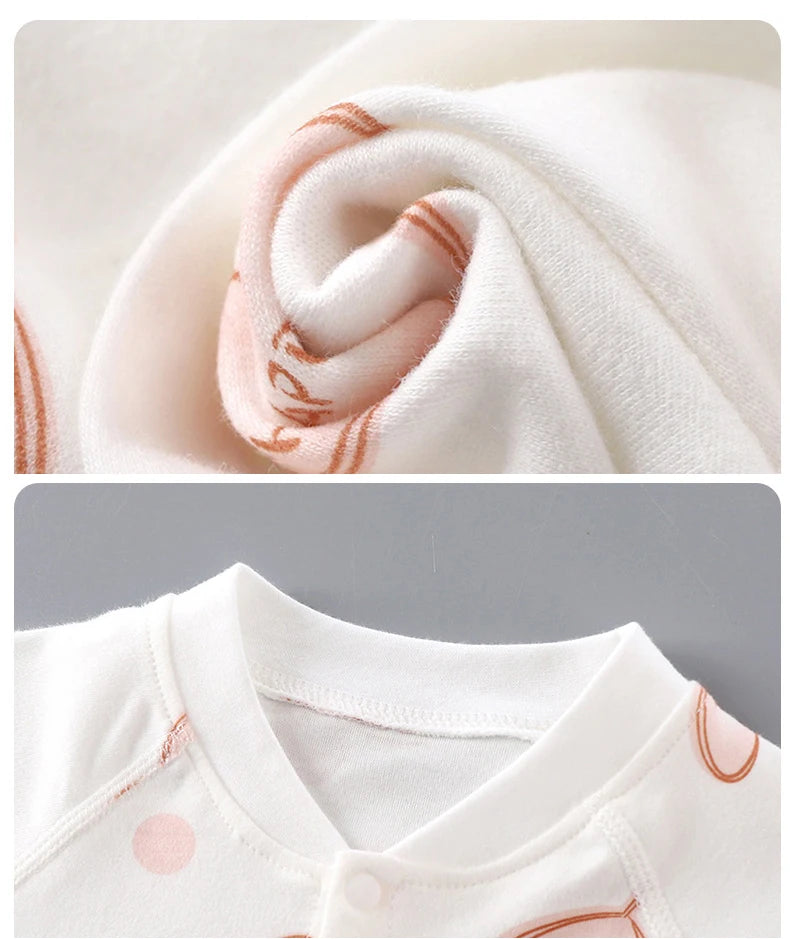 Baby Autumn Clothes Long Sleeved Spring and Autumn Jumpsuit, Pure Cotton Baby Climbing Clothes Boneless Single Breasted Hoodie