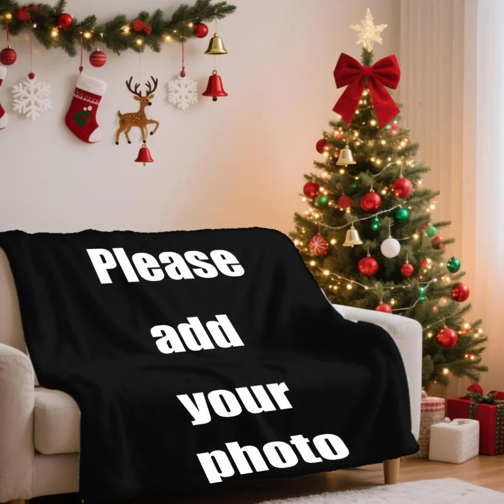 Custom Photo Blanket Personalized Christmas Gift With Your Picture Soft Fleece Throw Cozy Home Decor For Family And Friends