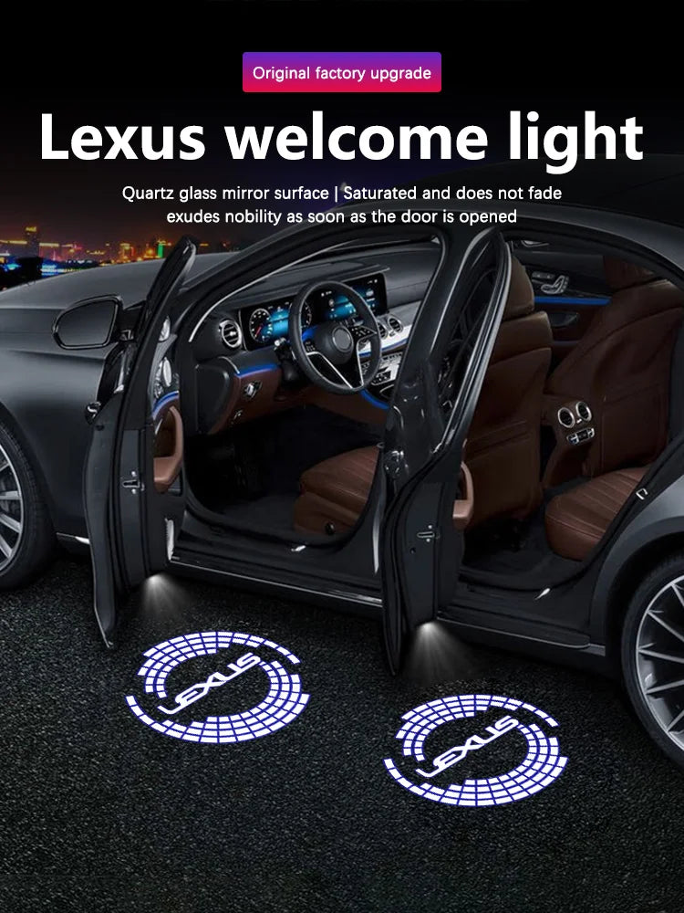 LED Car Door Logo Projector Ghost Shadow Welcome Light For Lexus ES250 ES300 ES350 RX300 LX470 LX570 ES RX GX UX RC Accessories