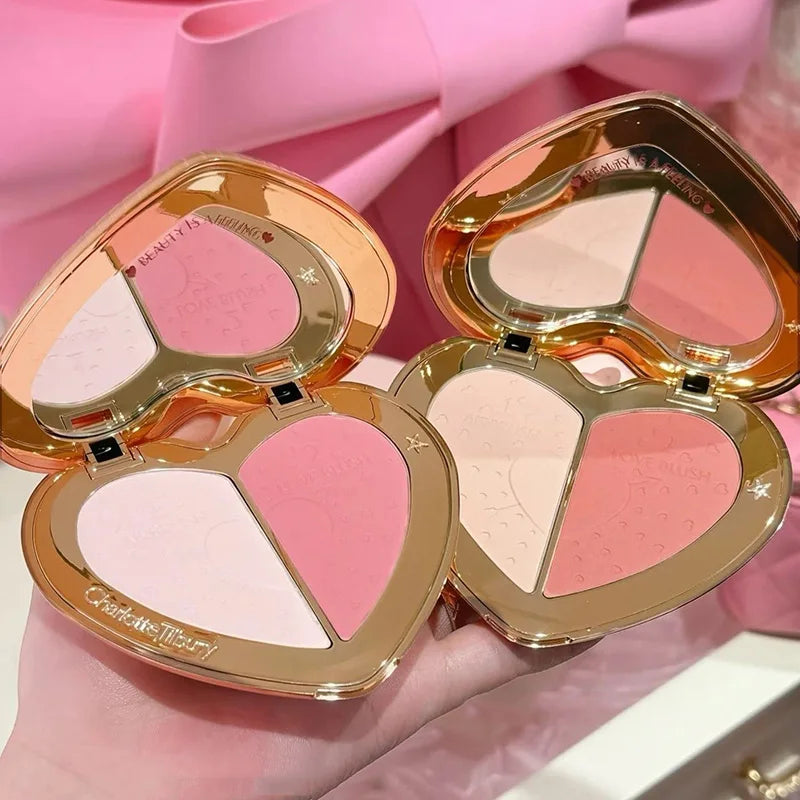 Charlotte Tilbury Shimmer Makeup Air Cushion Lightweight Moisture Oil Control Two Color Heart Shape Powder Blusher Unique Design