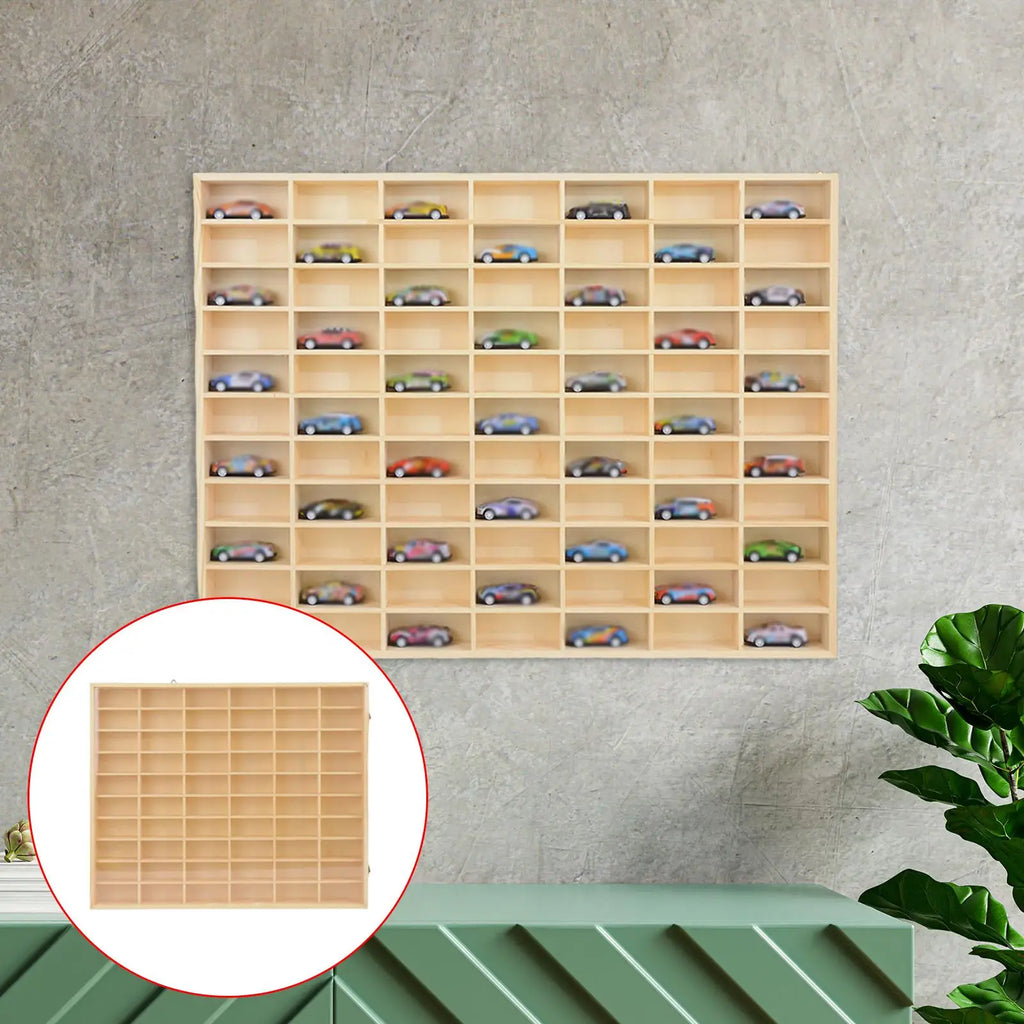 Wooden Multi-Grid Box Car Storage Display Box Hand-Held Storage Box Multi-Layer Display Cabinet Wall Toy Display Rack Stand