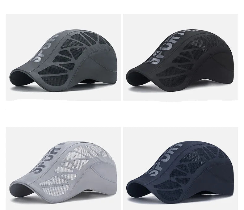 Summer New Sport Alphabet Forward Hat Men's Breathable Mesh Shade Quick Dry Hat Outdoor Sunscreen Cap