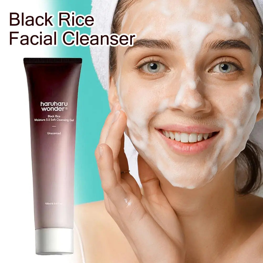 100ml Black Rice Moisturizing Cleansing Gel Gentle Hydrating Smooth Facial Cleanser Daily Skincare Cleansing Product