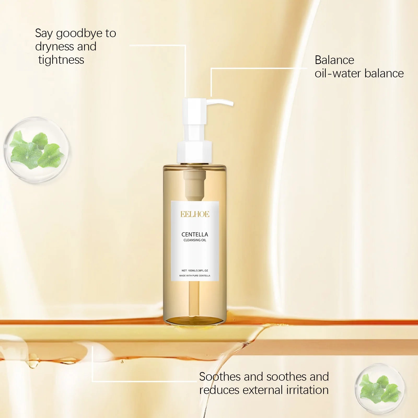 Centella Cleansing Oil Facial Makeup Remover Moisturizing Face Refresher Cleaning Centella Asiatica Extract Vitamin E Skin Oil