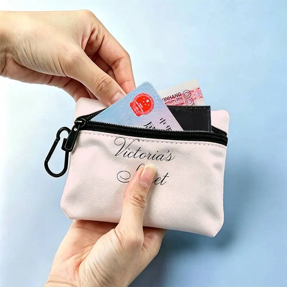 V-Victorias-Fashion-S-Secret Compact Oxford Cloth Zipper Pouch Detachable Carabiner Mini Coin & Key Wallet