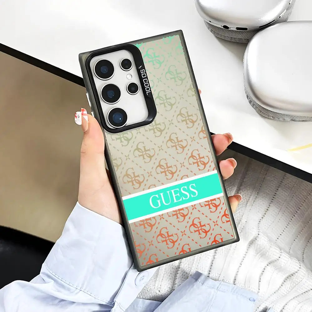 Guesses What Phone Case for Samsung Galaxy S26 S25 S24 S23 S22 S21 S20 Note20 Plus Ultra Colorful Silver Cover