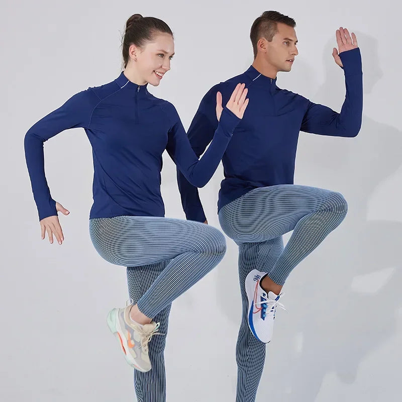 (S-2XL)Quick Dry Running T-shirt Men Zipper Stand Collar Sweatshirt Exercise Traning Fitness Tops Long Sleeve Sport Tee Shirt