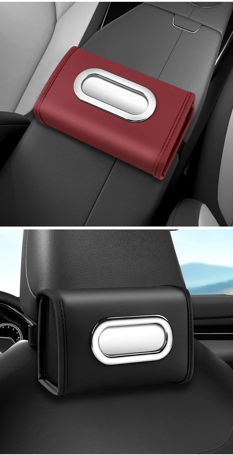 Toyota car tissue box holder flip-top design hanging car seat back tissue box PU leather high quality