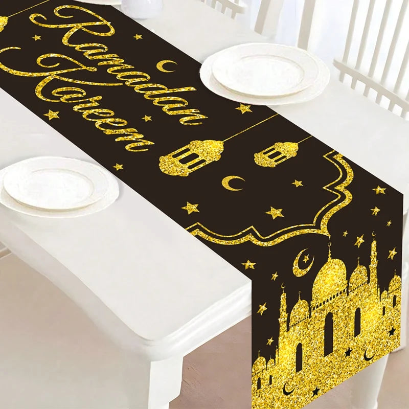 Ramadan Table Runner Eid Mubarak Decoration 2026 for Home Ramadan Kareem Ramadan Mubarak Islamic Muslim Party Eid Al-Fitr Gifts