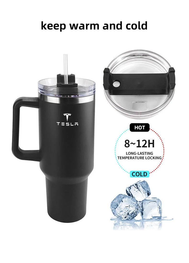 1200ML Car Mug Slot Vacuum Cup 304 Stainless Steel Thermos For Tesla Model-Y Model-3 Model-X Model-S Cybertruck Roadster SpaceX