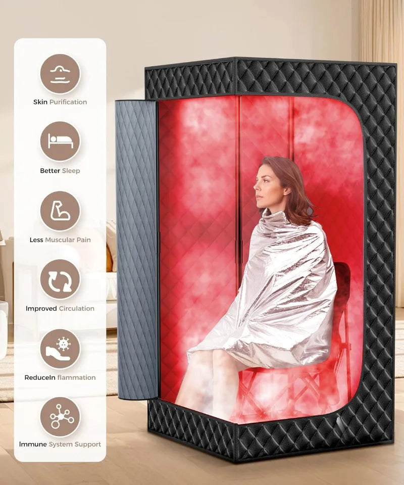 Portable Steam Sauna for Home Spa Sauna Tent Sauna Box with 1600W 4L Steamer Remote Control Height
