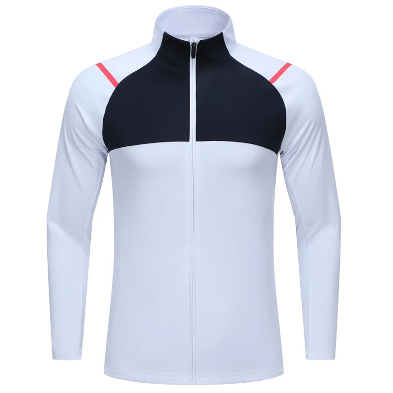 Men Sweatshirt Running Training Patchwork Zipper Pocket Outdoor Casual Fashion Coat Gym Jogging Breathable Quick Drying Jacket